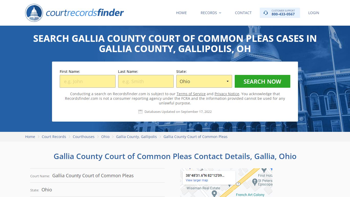 Gallia County Court of Common Pleas Case Search - RecordsFinder