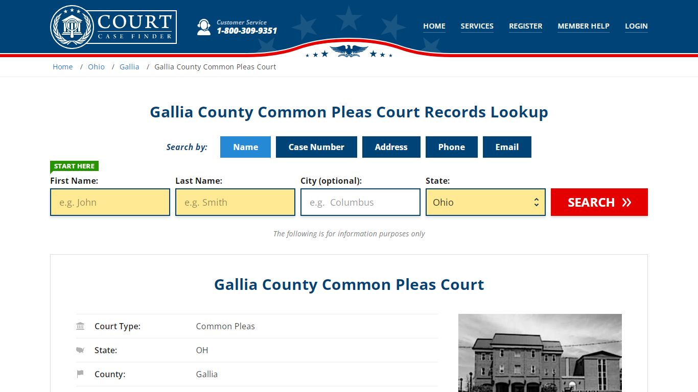 Gallia County Common Pleas Court Records Lookup